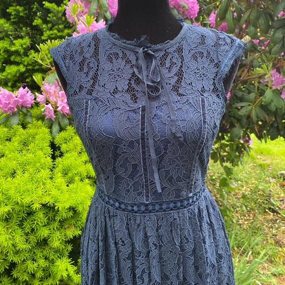 Chelsea28 Navy Blue Lace Midi Dress Small NWT - Picture 3 of 16